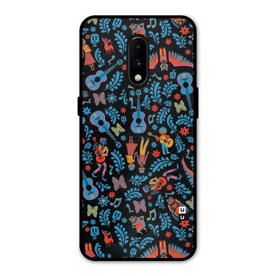 Blue Guitar Pattern Metal Back Case for OnePlus 7