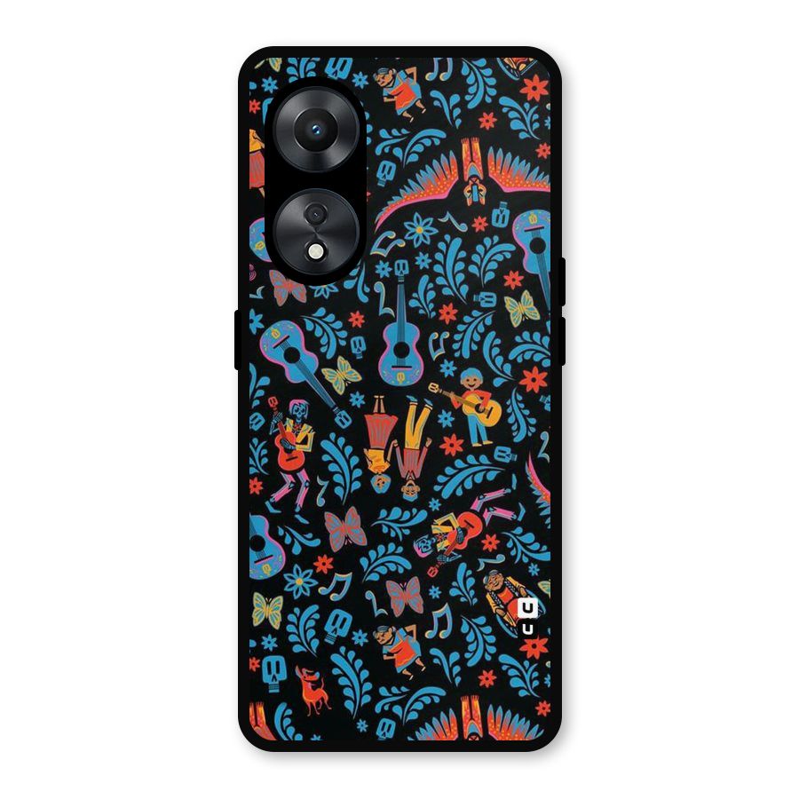 Blue Guitar Pattern Metal Back Case for Oppo A78