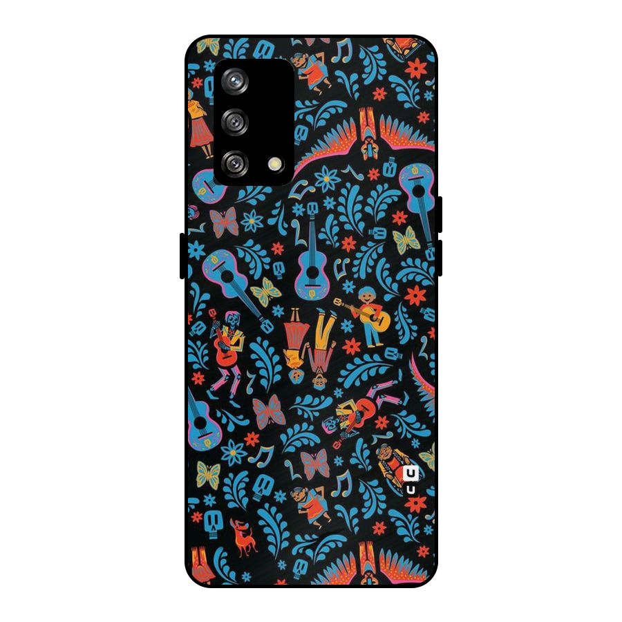 Blue Guitar Pattern Metal Back Case for Oppo F19