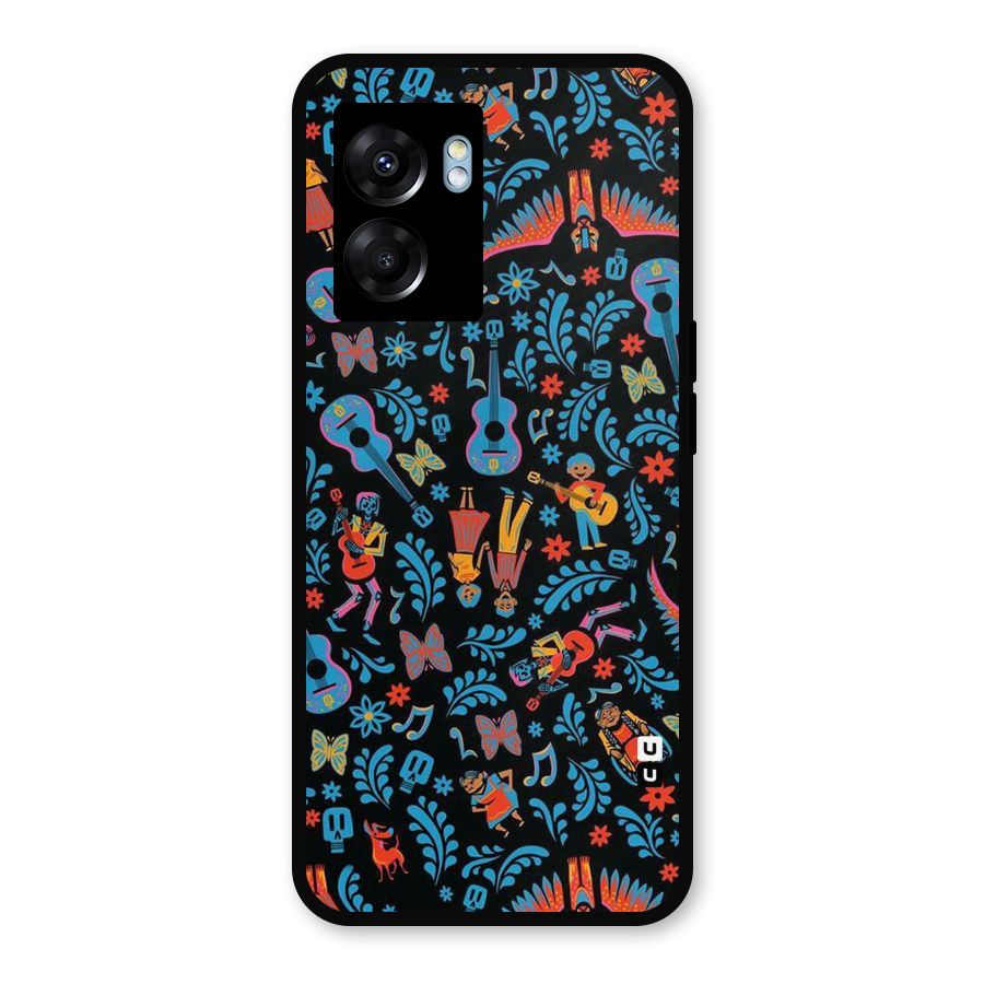 Blue Guitar Pattern Metal Back Case for Oppo K10 (5G)