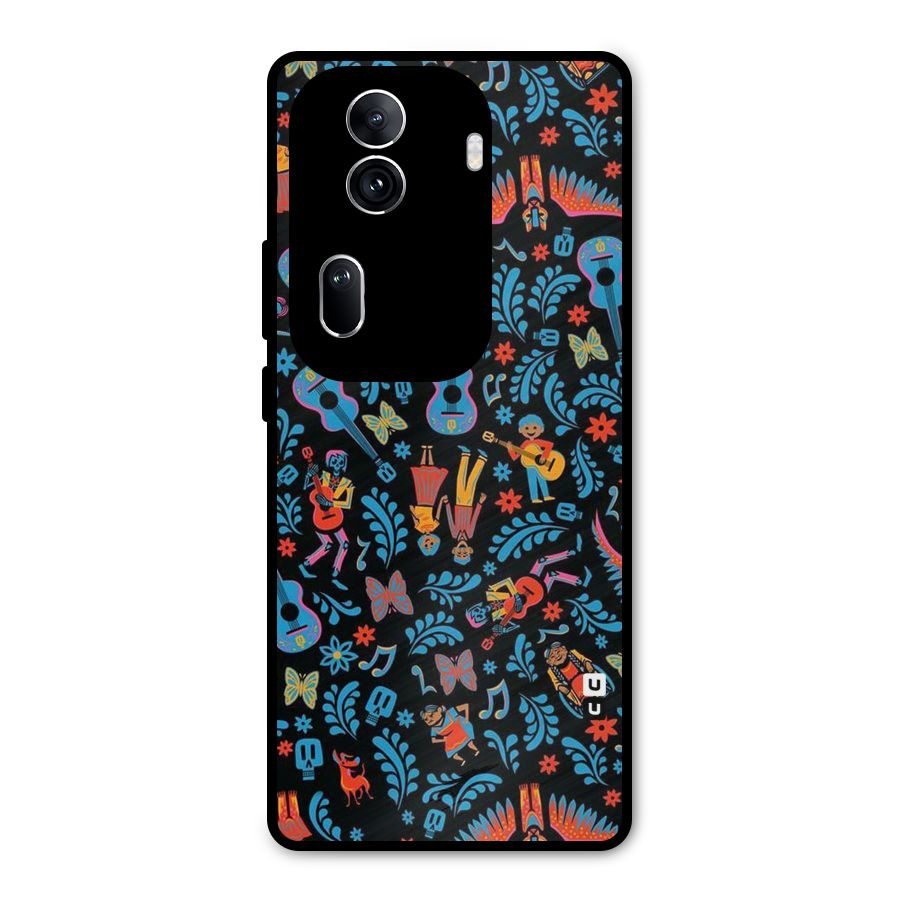 Blue Guitar Pattern Metal Back Case for Oppo Reno11 Pro 5G