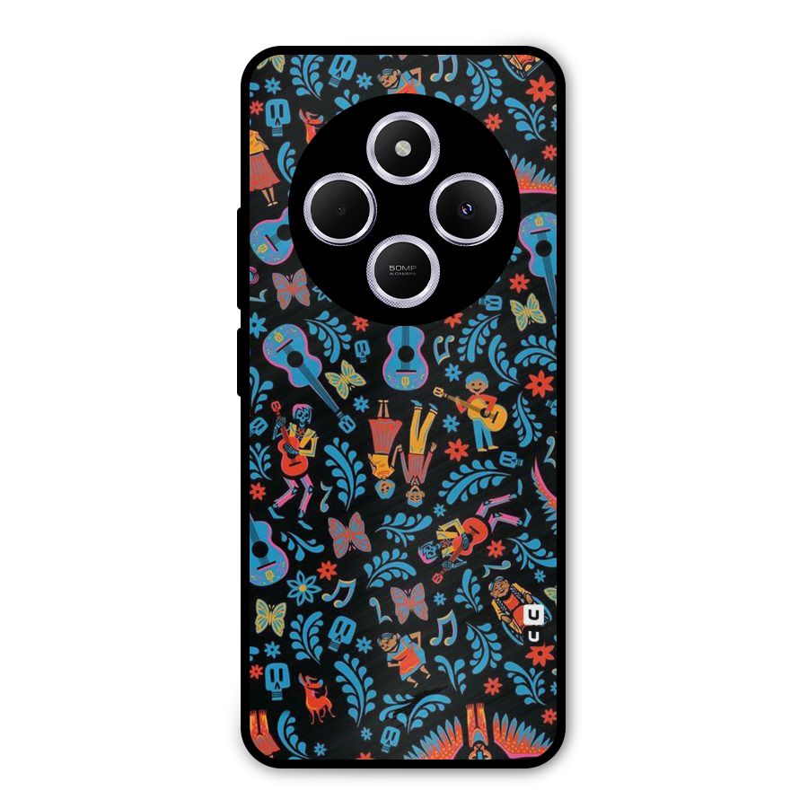 Blue Guitar Pattern Metal Back Case for Poco C75 5G