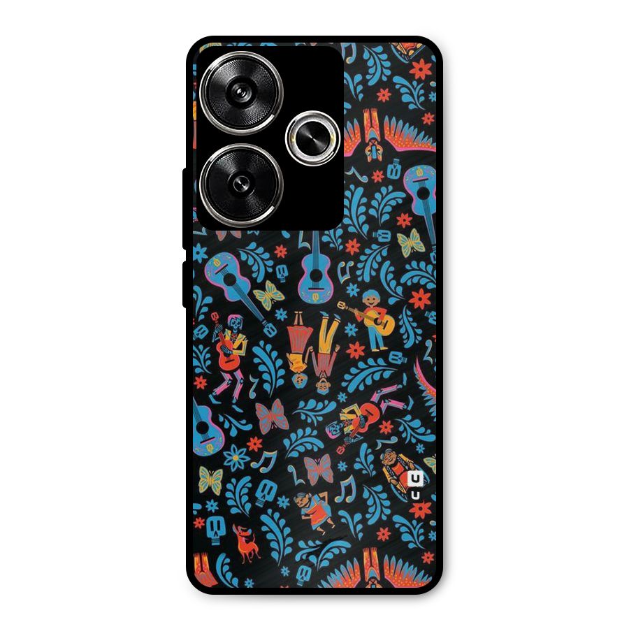 Blue Guitar Pattern Metal Back Case for Poco F6