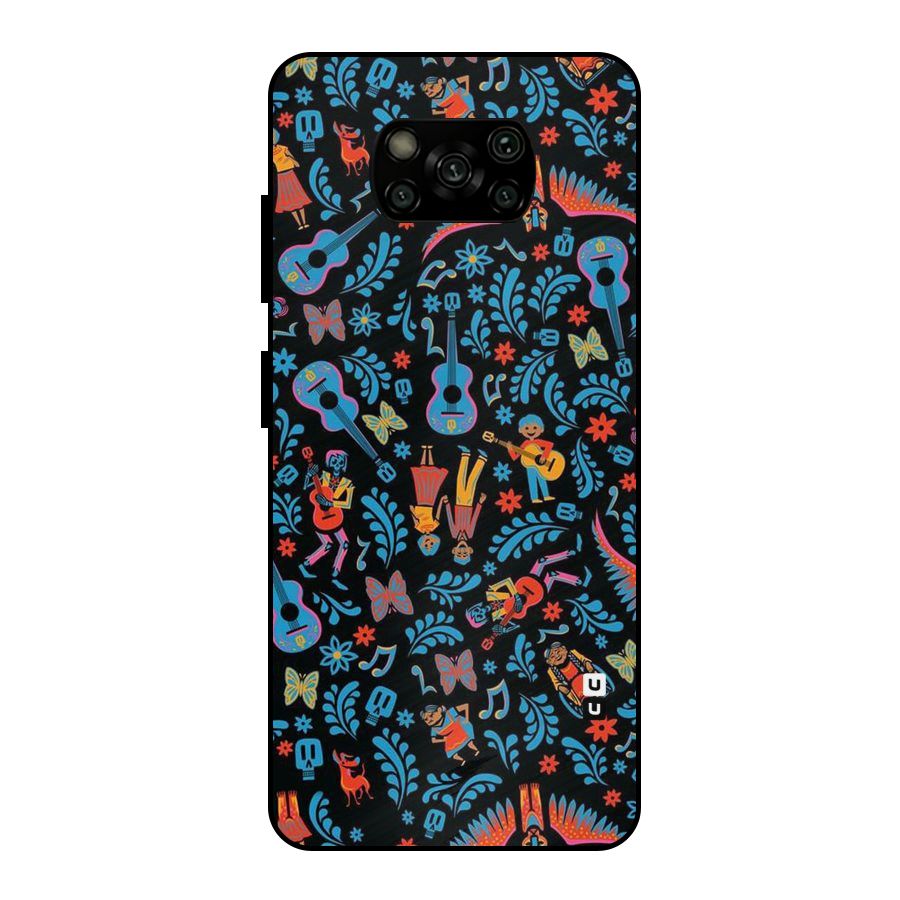 Blue Guitar Pattern Metal Back Case for Poco X3