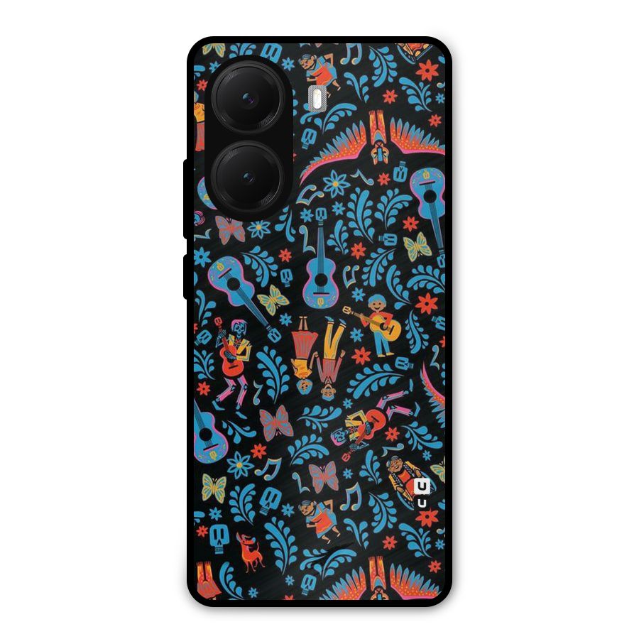 Blue Guitar Pattern Metal Back Case for Poco X7 Pro