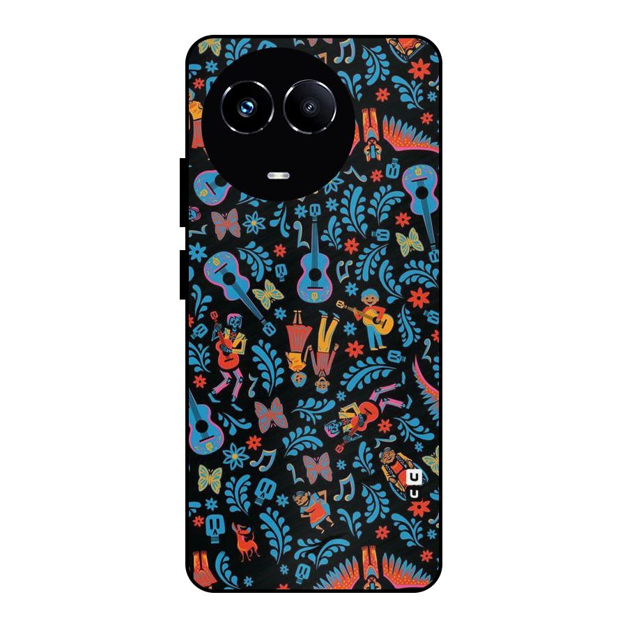 Blue Guitar Pattern Metal Back Case for Realme 11X