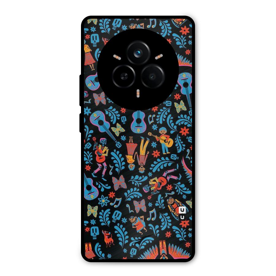 Blue Guitar Pattern Metal Back Case for Realme 14 Pro