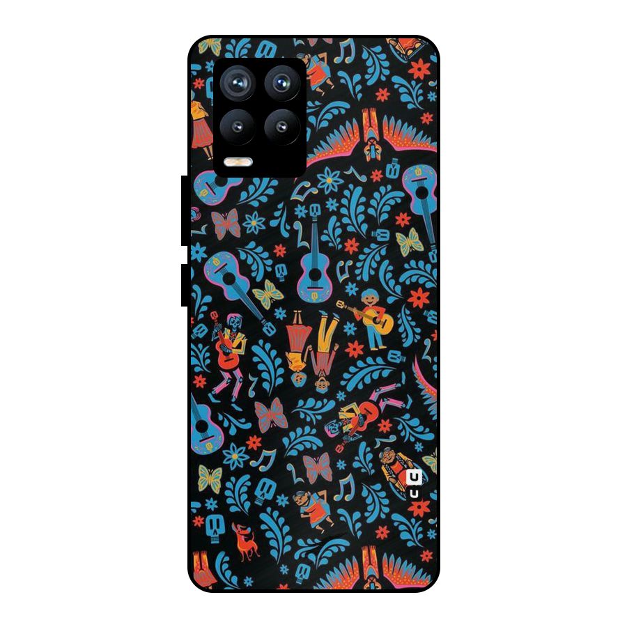 Blue Guitar Pattern Metal Back Case for Realme 8 Pro