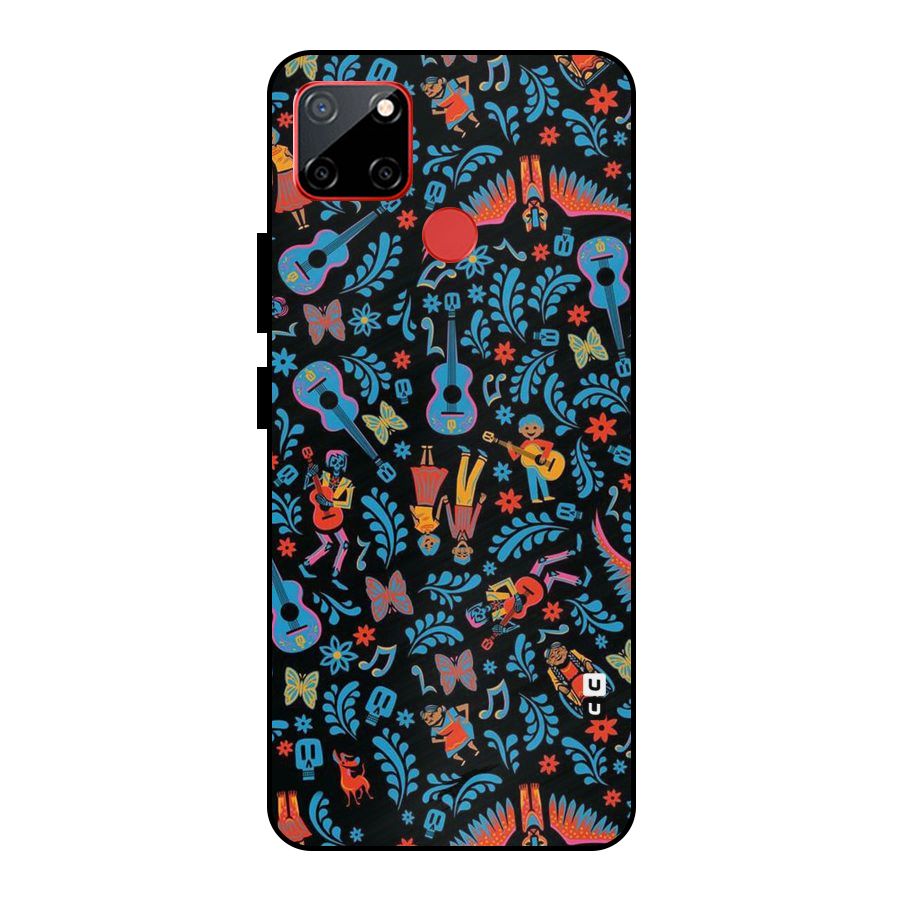 Blue Guitar Pattern Metal Back Case for Realme C12