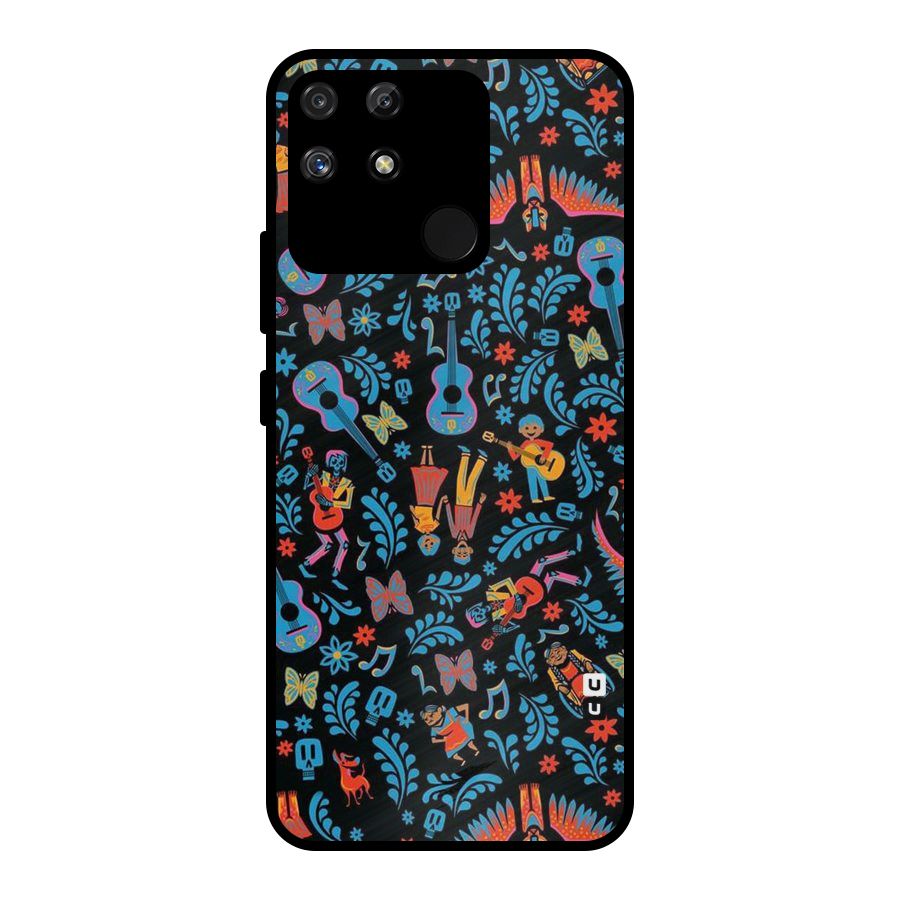 Blue Guitar Pattern Metal Back Case for Realme Narzo 50A