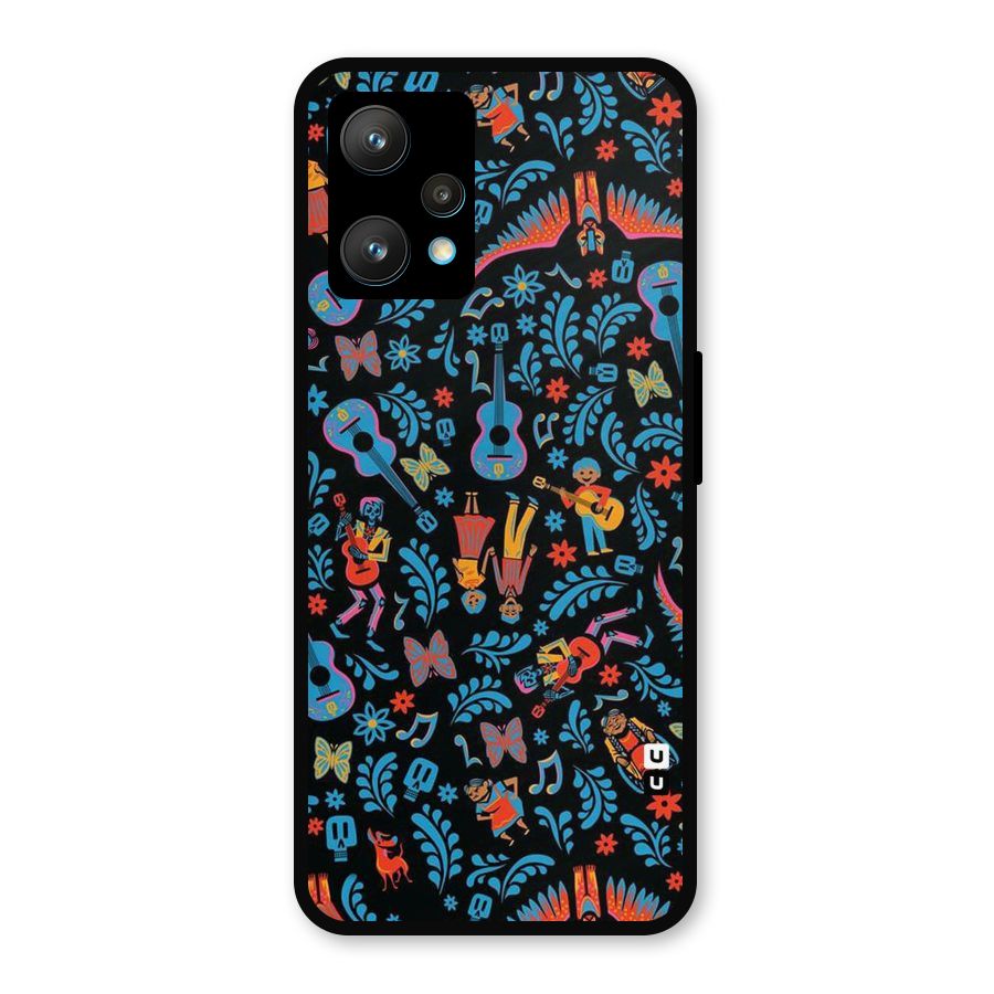 Blue Guitar Pattern Metal Back Case for Realme Narzo 50 Pro
