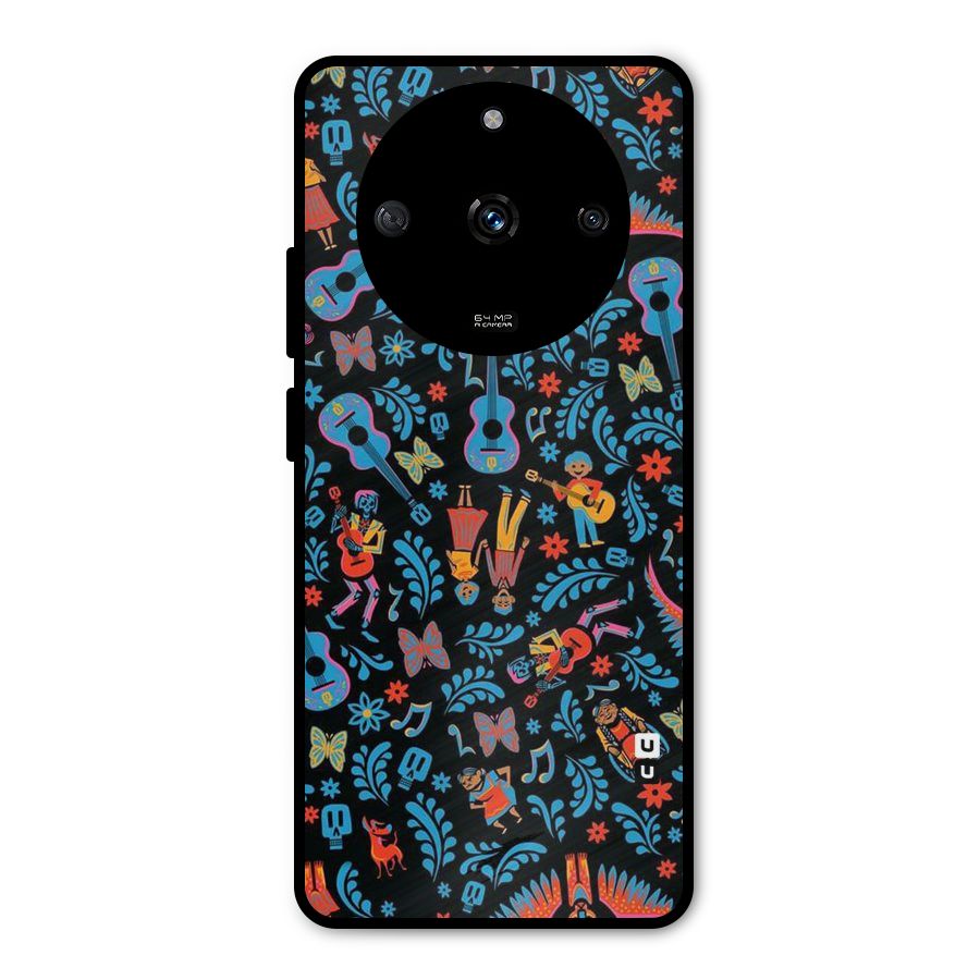 Blue Guitar Pattern Metal Back Case for Realme Narzo 60 5G