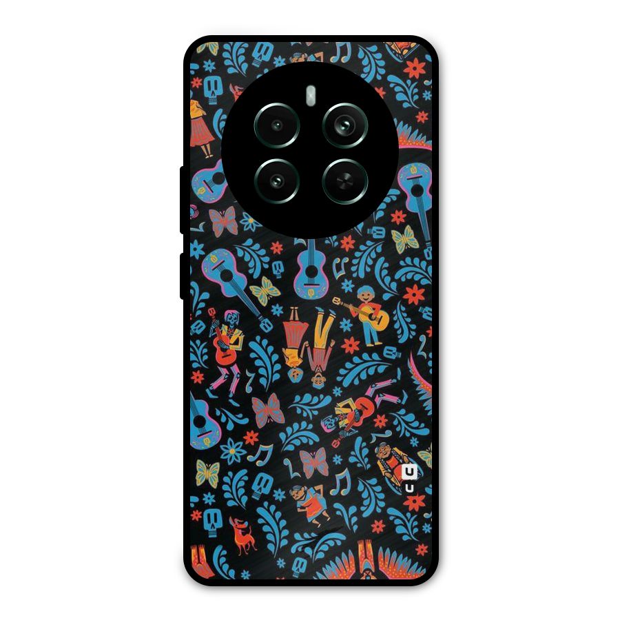Blue Guitar Pattern Metal Back Case for Realme Narzo 70 Pro