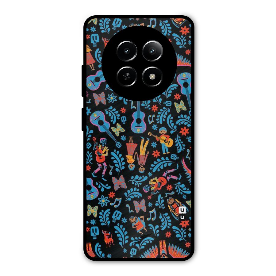 Blue Guitar Pattern Metal Back Case for Realme Narzo N65