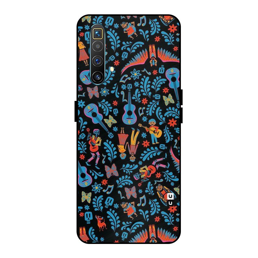 Blue Guitar Pattern Metal Back Case for Realme X3