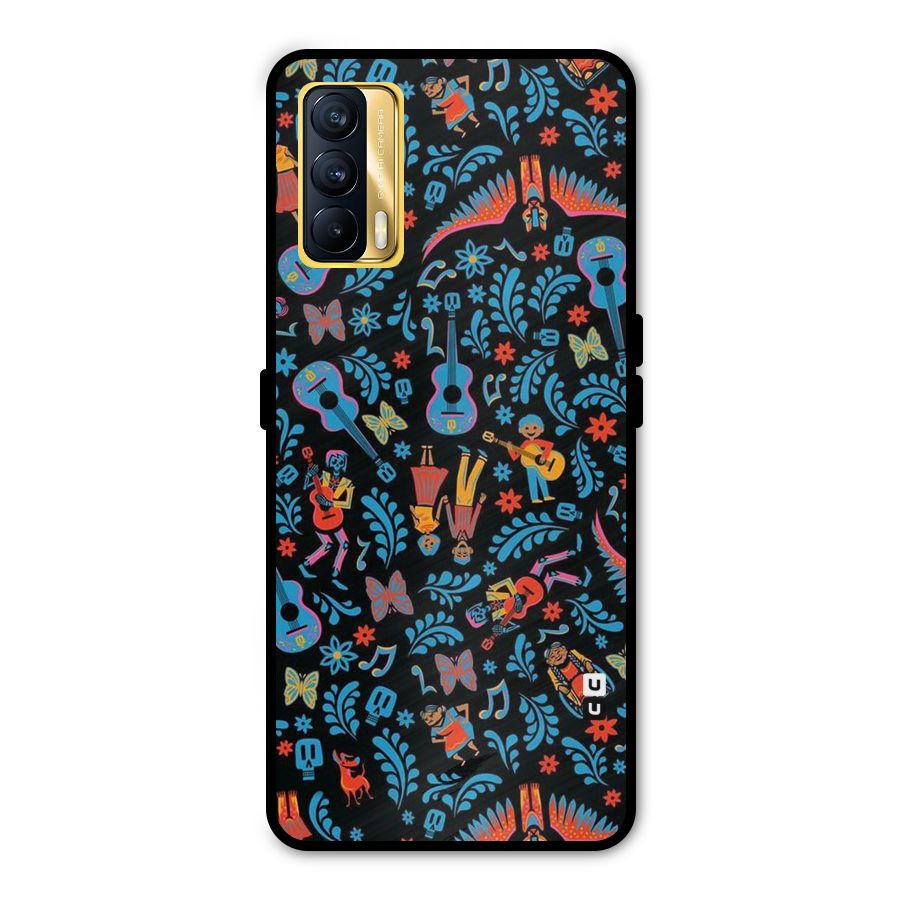Blue Guitar Pattern Metal Back Case for Realme X7