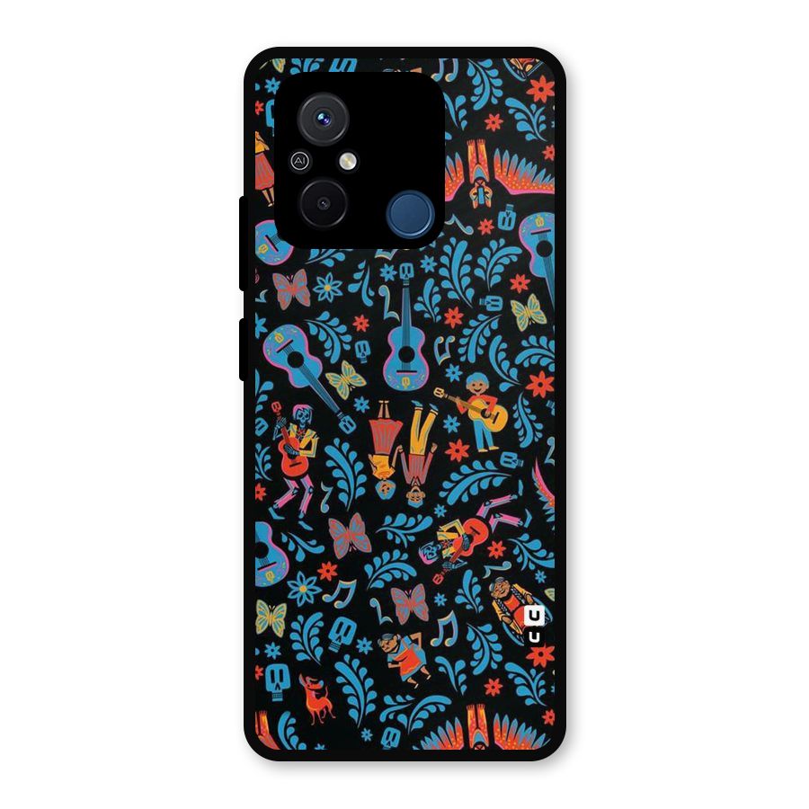 Blue Guitar Pattern Metal Back Case for Redmi 12C