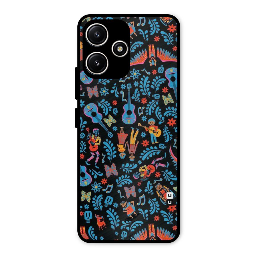 Blue Guitar Pattern Metal Back Case for Redmi 12 5G