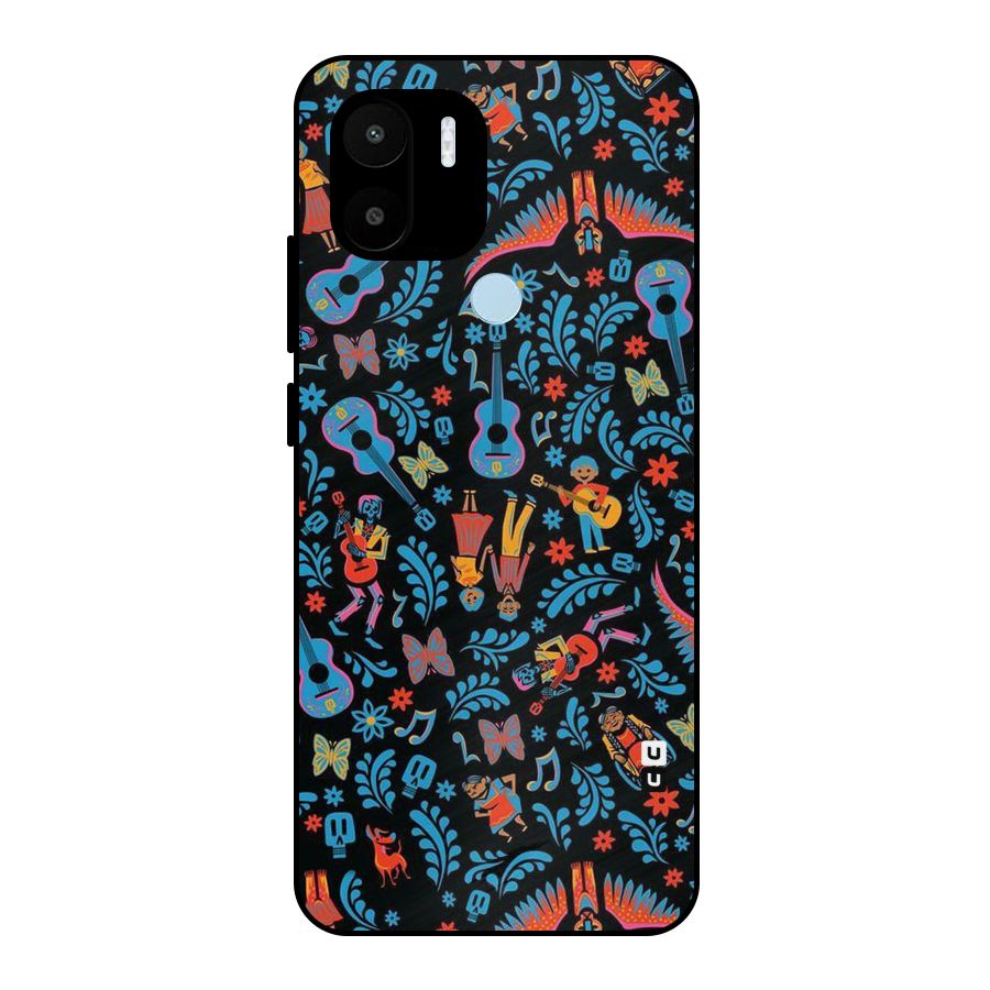 Blue Guitar Pattern Metal Back Case for Redmi A2+