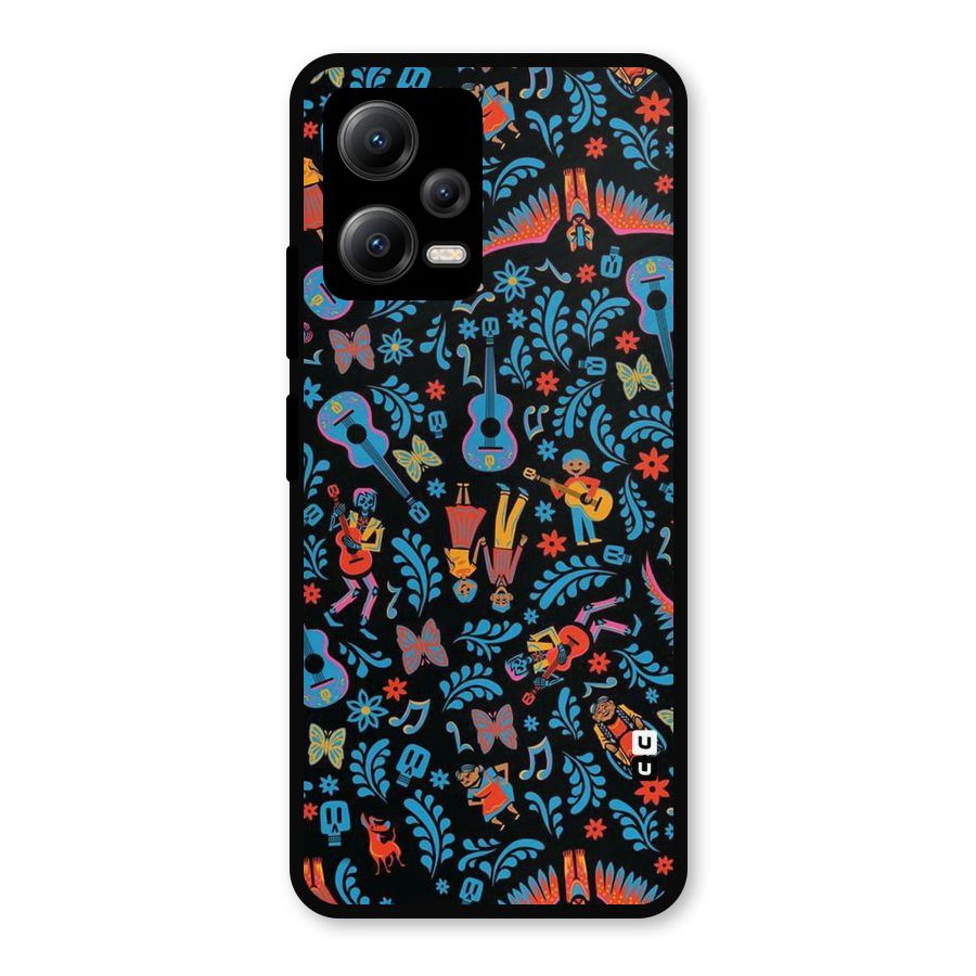 Blue Guitar Pattern Metal Back Case for Redmi Note 12 5G