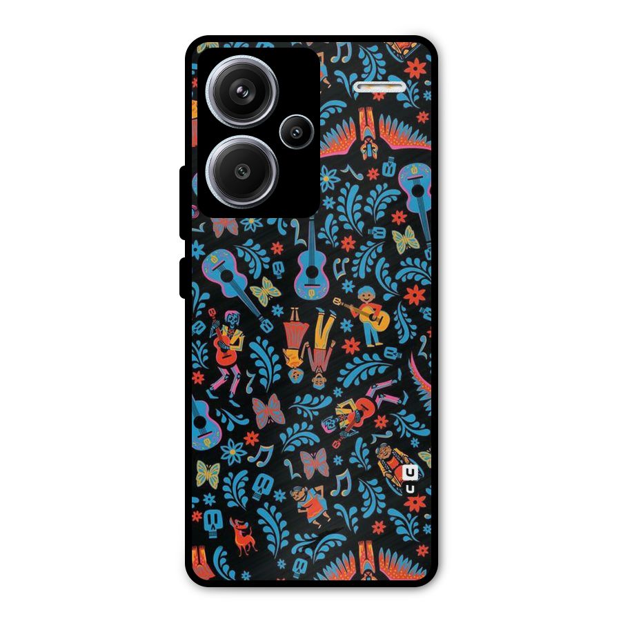 Blue Guitar Pattern Metal Back Case for Redmi Note 13 Pro Plus
