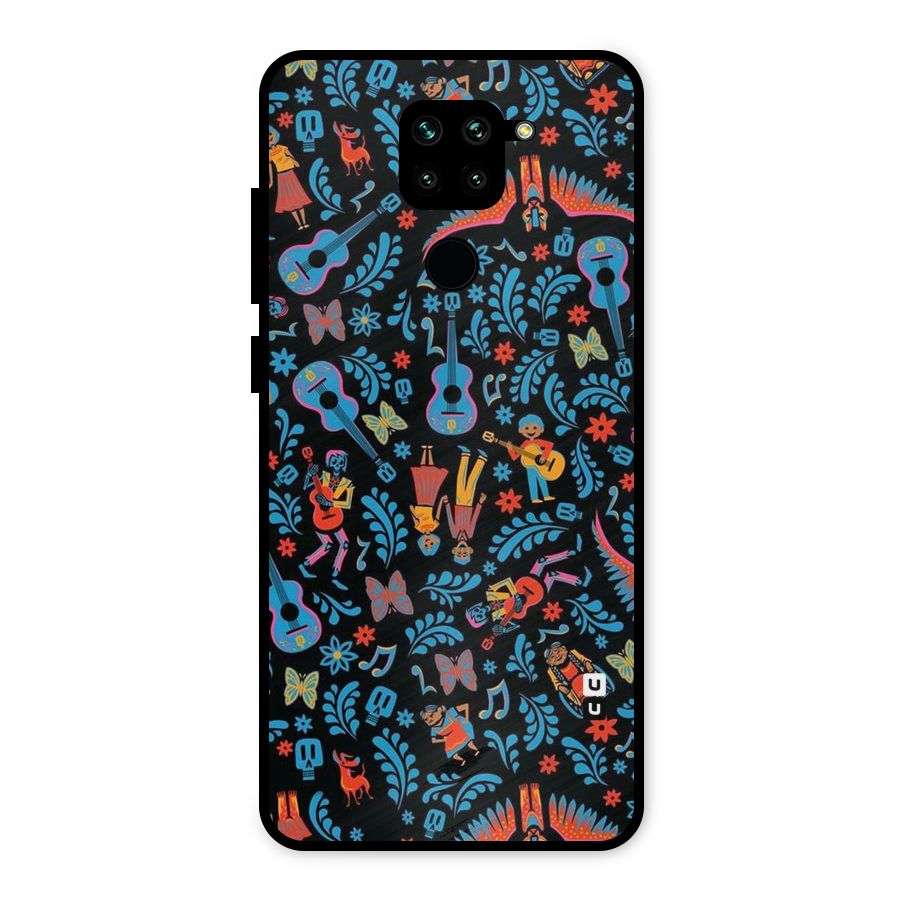 Blue Guitar Pattern Metal Back Case for Redmi Note 9