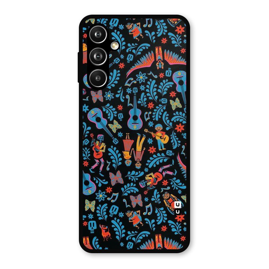 Blue Guitar Pattern Metal Back Case for Samsung Galaxy M54