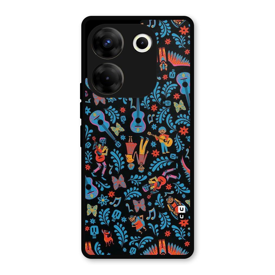 Blue Guitar Pattern Metal Back Case for Tecno Camon 20