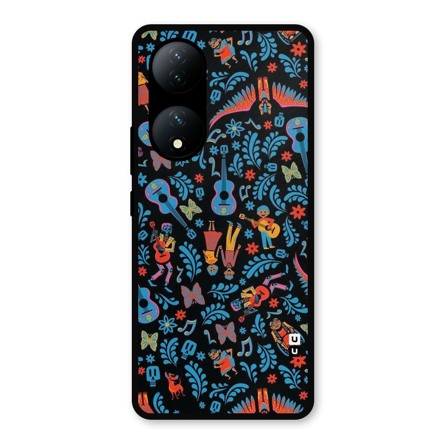 Blue Guitar Pattern Metal Back Case for Vivo T2