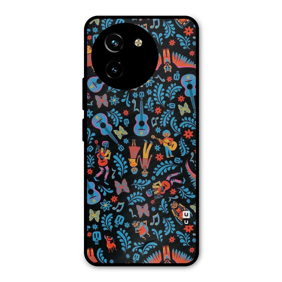 Blue Guitar Pattern Metal Back Case for Vivo T3x