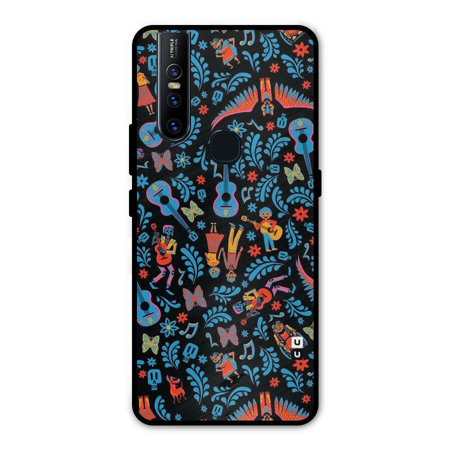 Blue Guitar Pattern Metal Back Case for Vivo V15