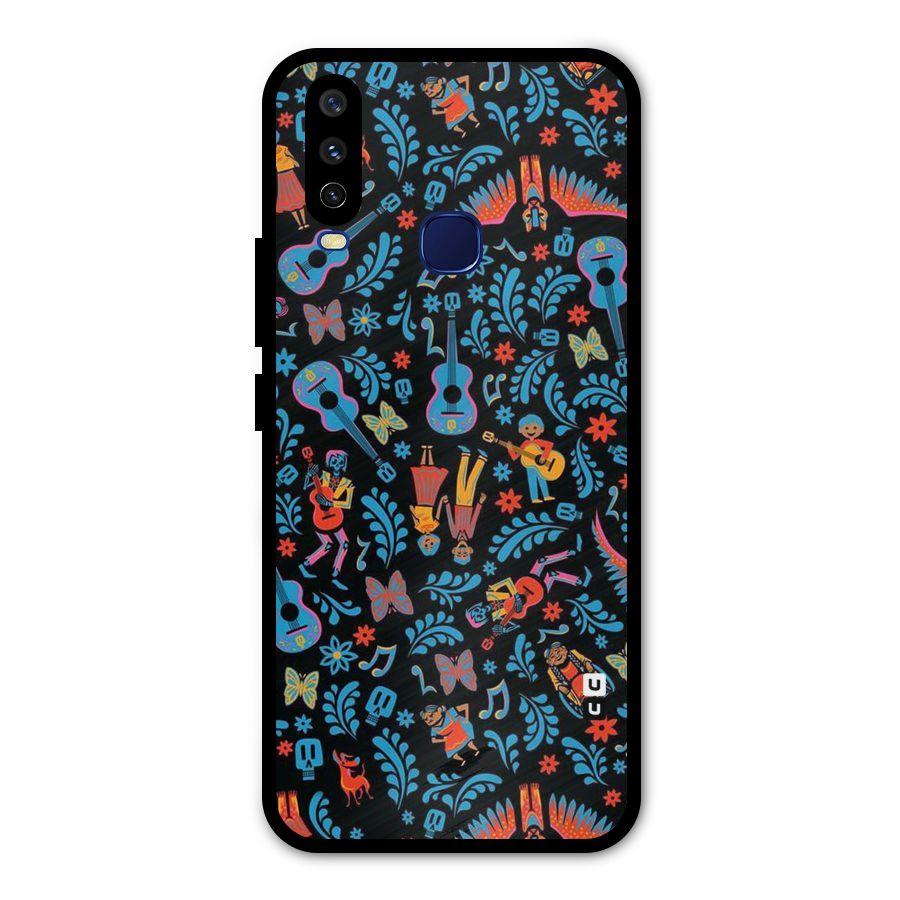 Blue Guitar Pattern Metal Back Case for Vivo V17