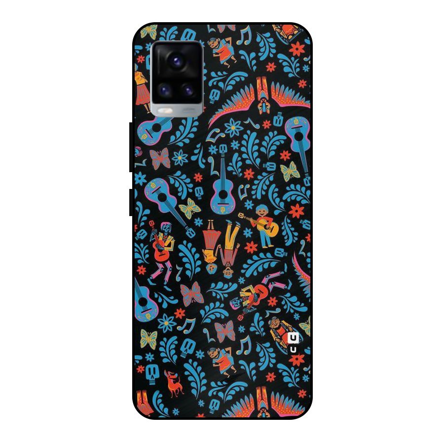 Blue Guitar Pattern Metal Back Case for Vivo V20 2021