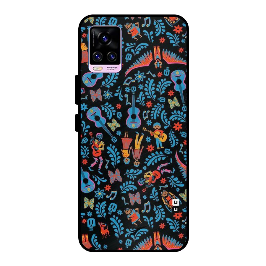 Blue Guitar Pattern Metal Back Case for Vivo V20 Pro