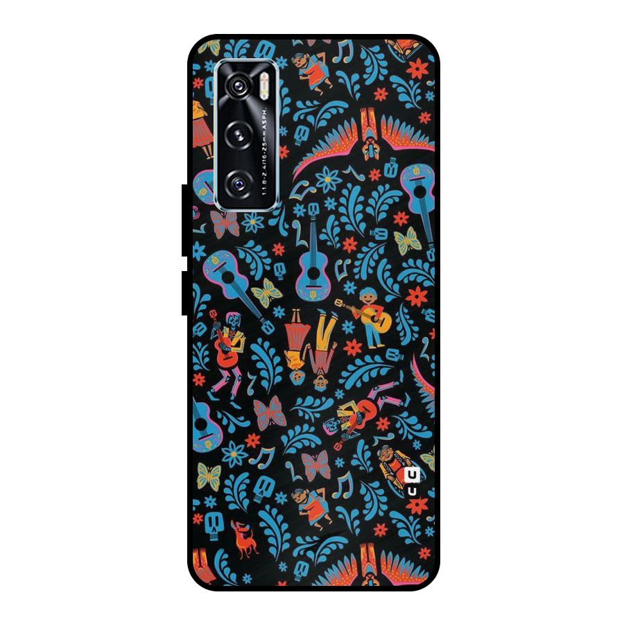 Blue Guitar Pattern Metal Back Case for Vivo V20 SE
