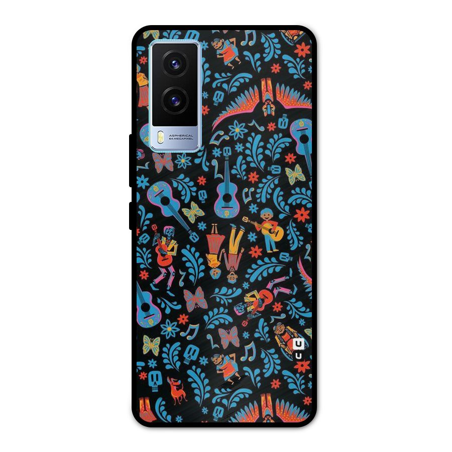 Blue Guitar Pattern Metal Back Case for Vivo V21e 5G