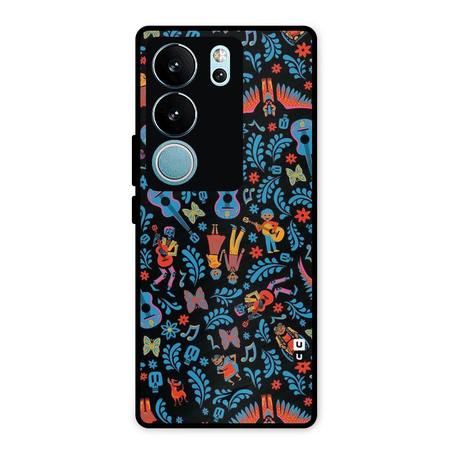 Blue Guitar Pattern Metal Back Case for Vivo V29