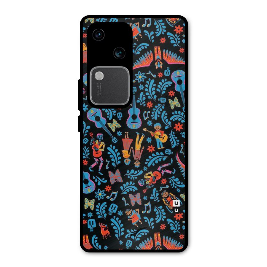 Blue Guitar Pattern Metal Back Case for Vivo V30