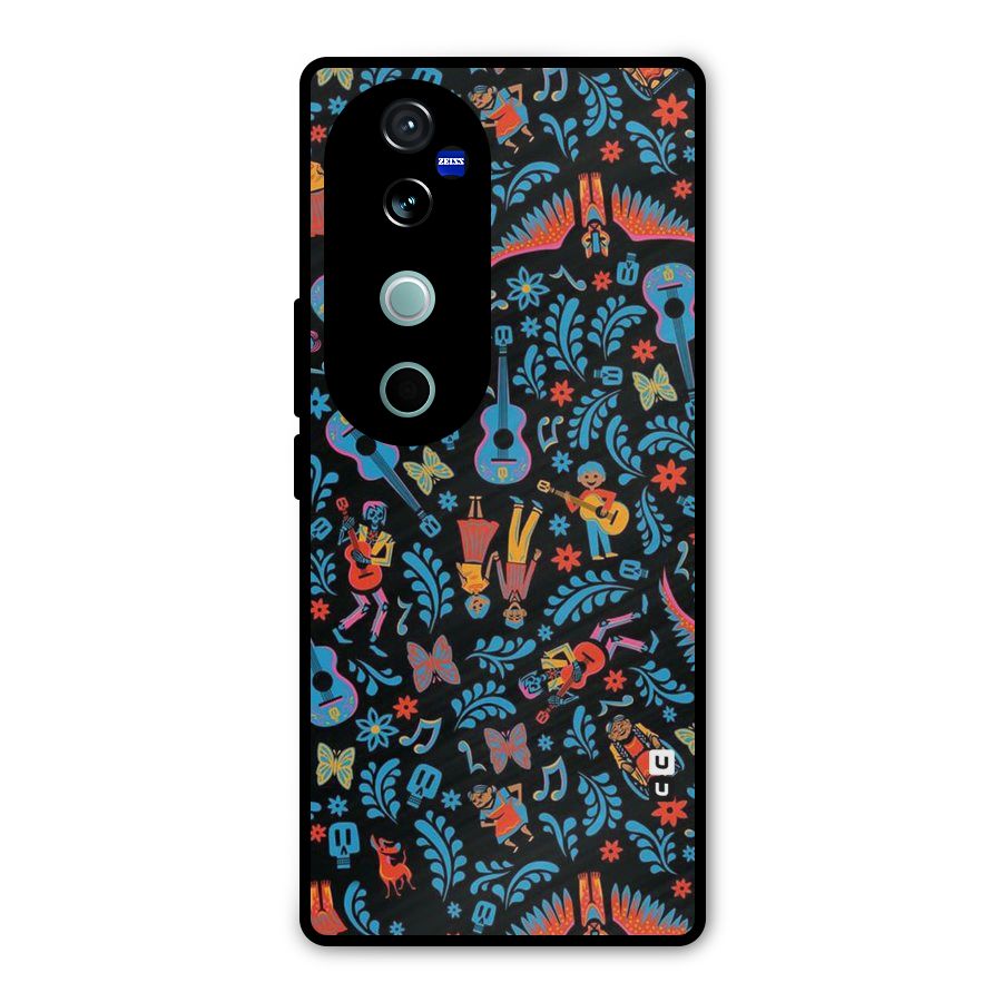 Blue Guitar Pattern Metal Back Case for Vivo V40