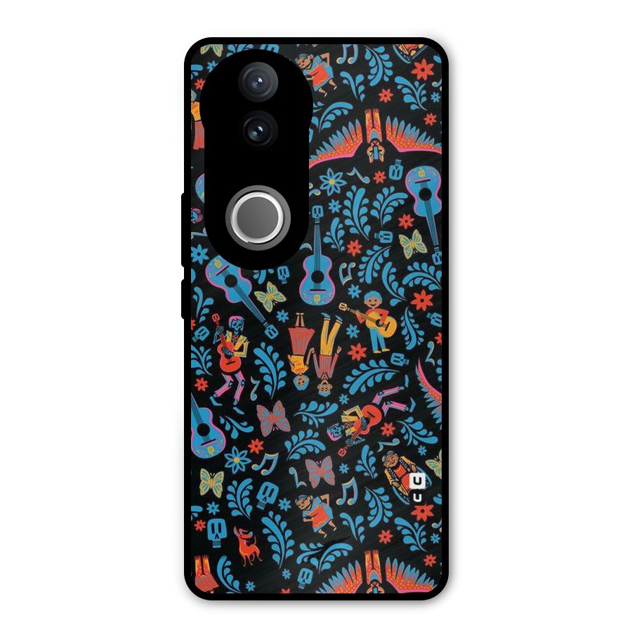Blue Guitar Pattern Metal Back Case for Vivo V50