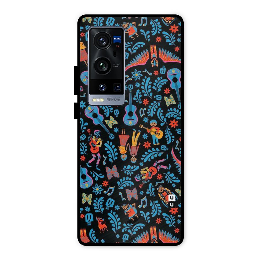 Blue Guitar Pattern Metal Back Case for Vivo X60 Pro Plus
