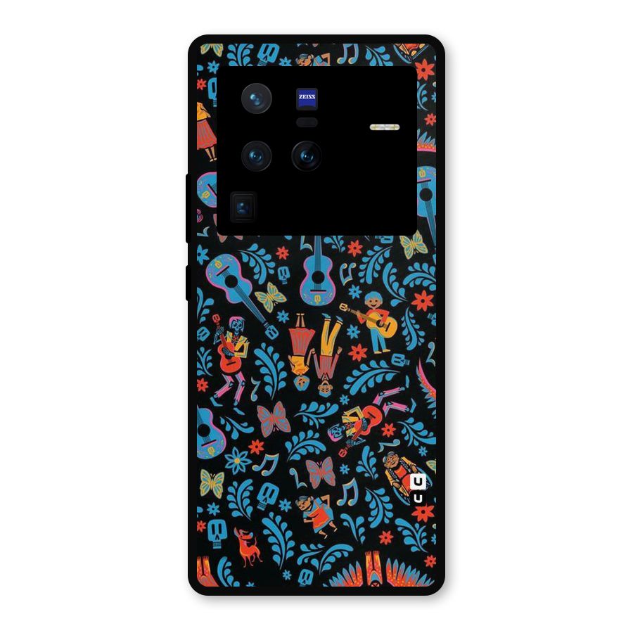 Blue Guitar Pattern Metal Back Case for Vivo X80 Pro