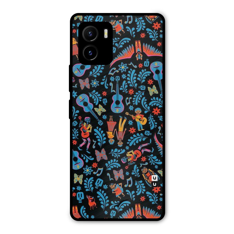 Blue Guitar Pattern Metal Back Case for Vivo Y15s