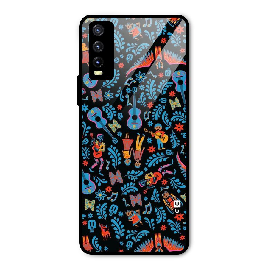 Blue Guitar Pattern Metal Back Case for Vivo Y20