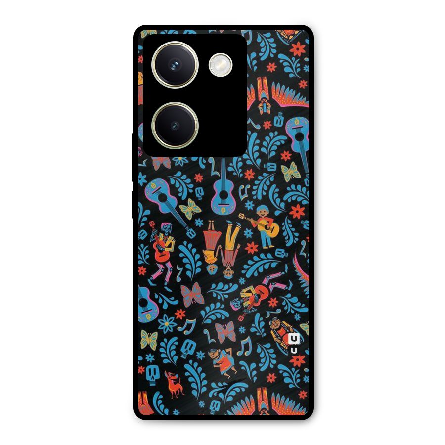Blue Guitar Pattern Metal Back Case for Vivo Y200 Pro