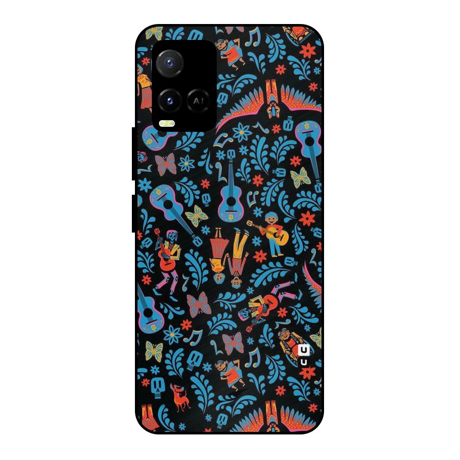 Blue Guitar Pattern Metal Back Case for Vivo Y21