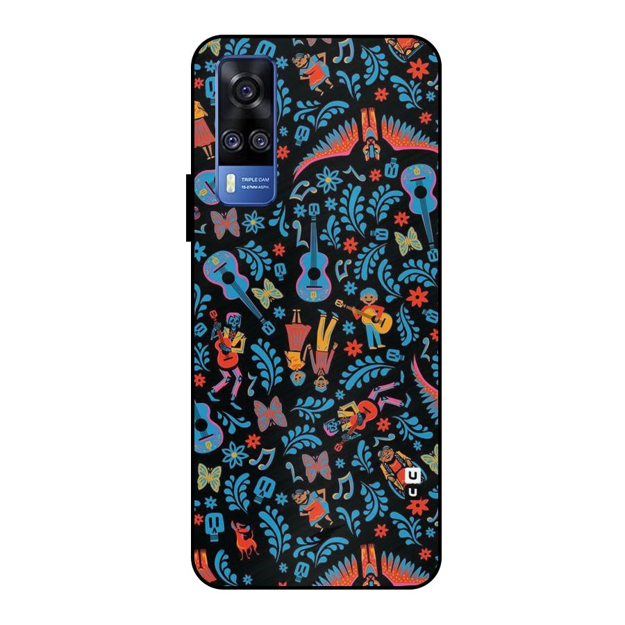 Blue Guitar Pattern Metal Back Case for Vivo Y51