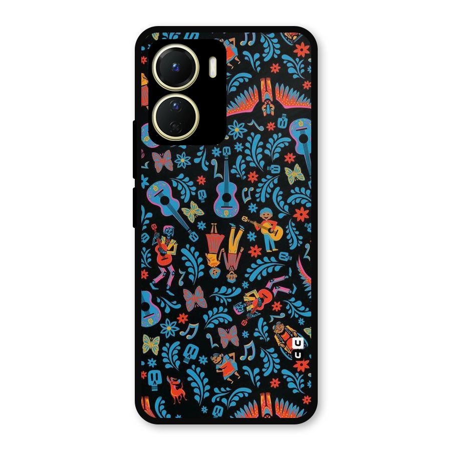 Blue Guitar Pattern Metal Back Case for Vivo Y56