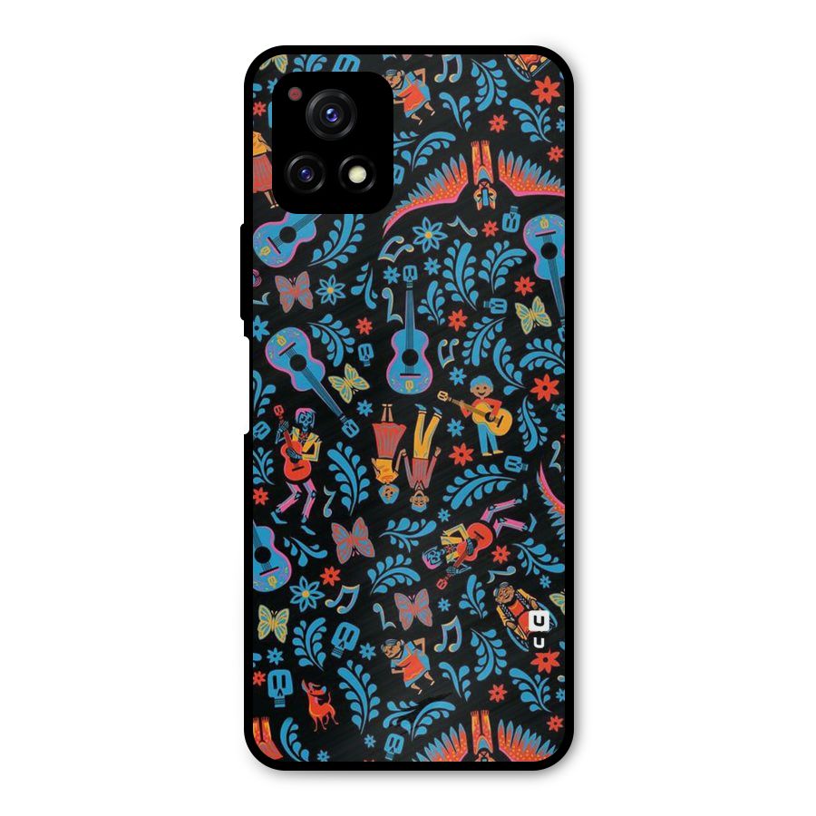Blue Guitar Pattern Metal Back Case for Vivo Y72 5G