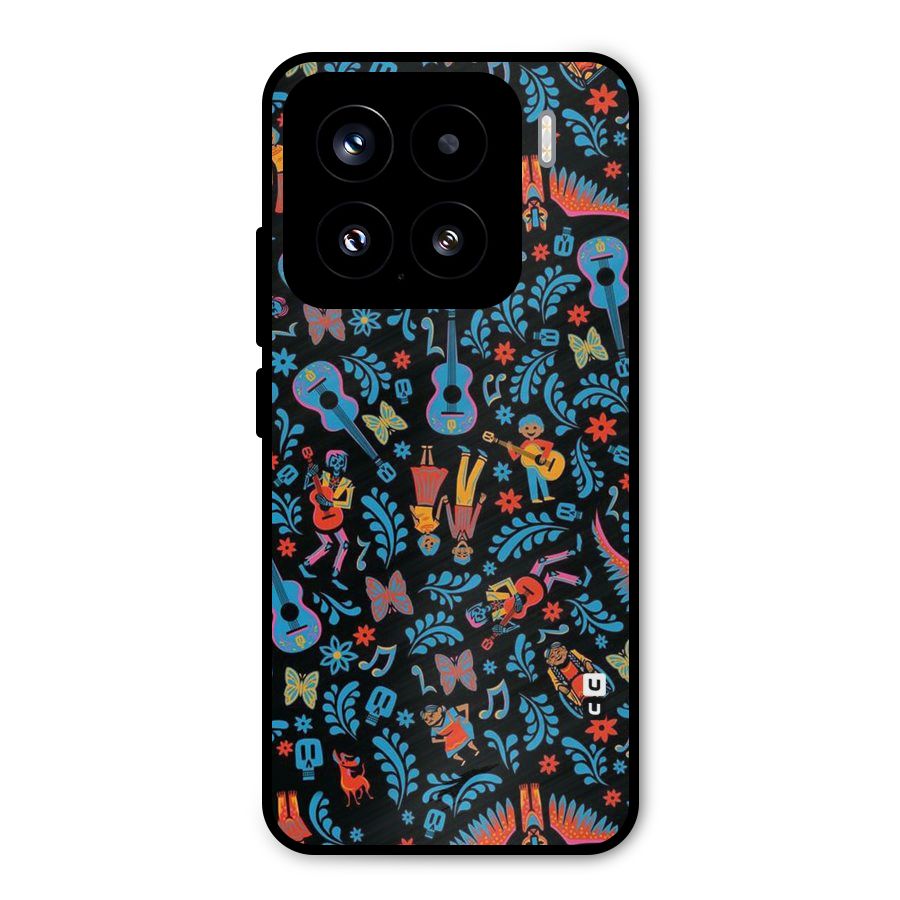 Blue Guitar Pattern Metal Back Case for Xiaomi 15